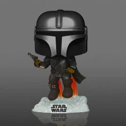 Toy Temple Funko POP! The Mandalorian Flying With Blaster Star Wars Glow In The Dark #408 [Gamestop Exclusive]